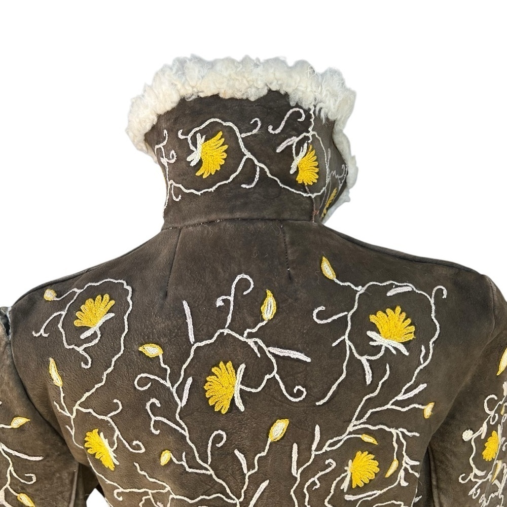 True Vintage Penny Lane Shearling Suede Floral
Embroidered Afghan Coat Boho 70s - Picture 4 of 16